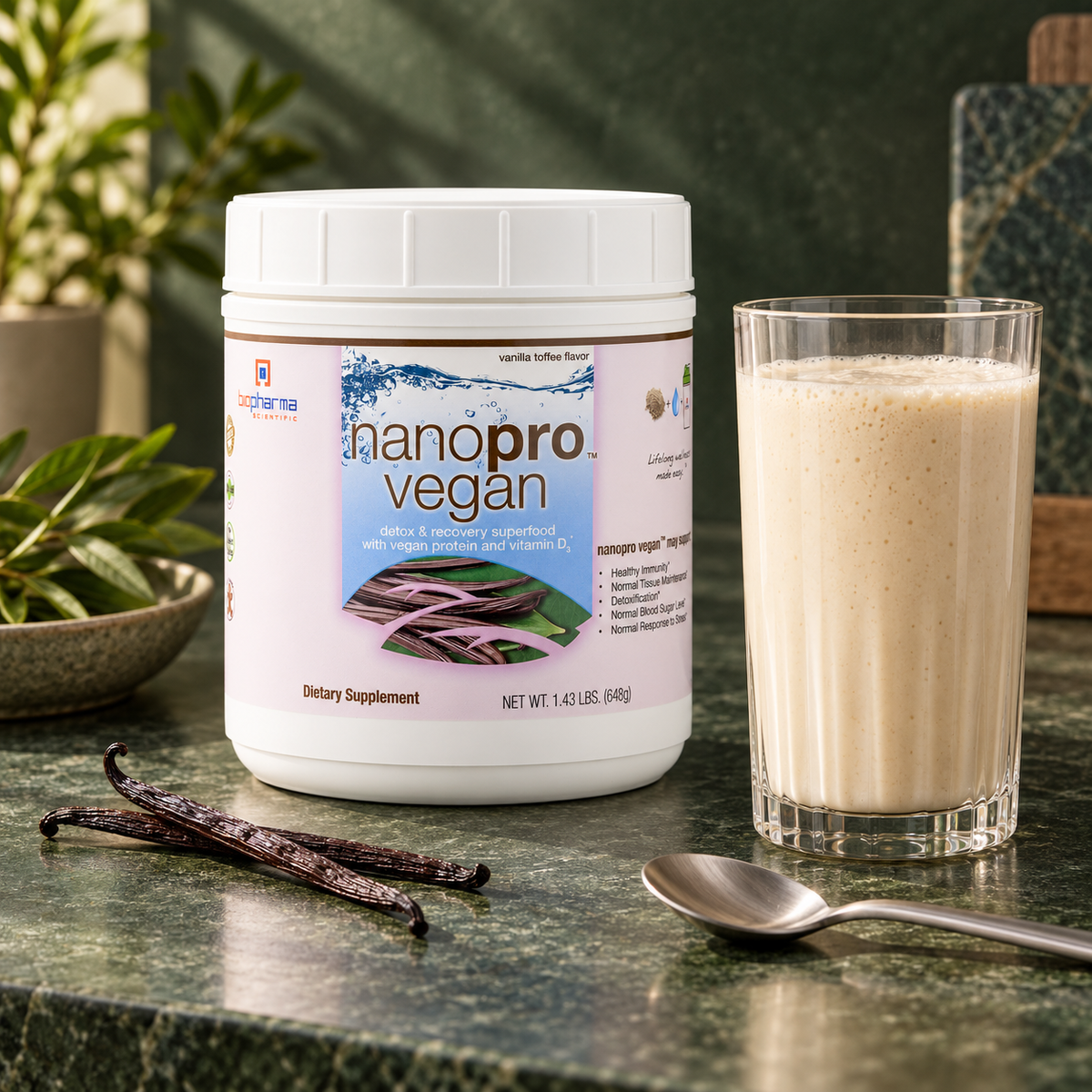 Nanopro vegan vanilla toffee protein shake ritual