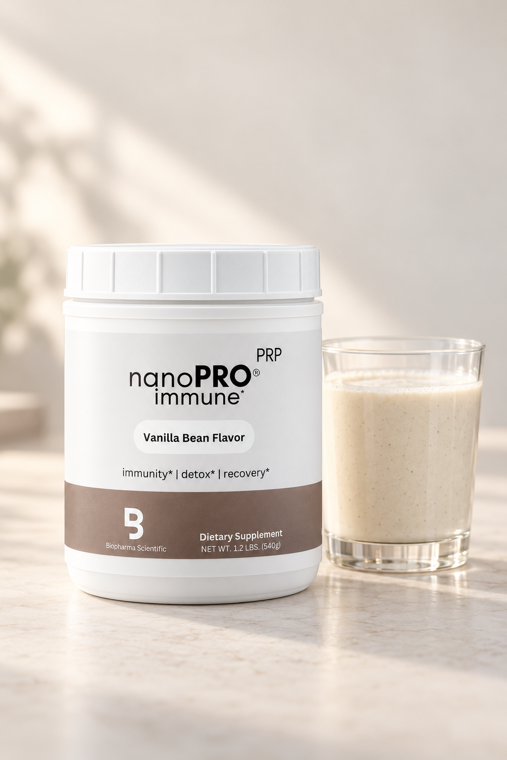 nanoPRO Vanilla and a prepared vanilla shake